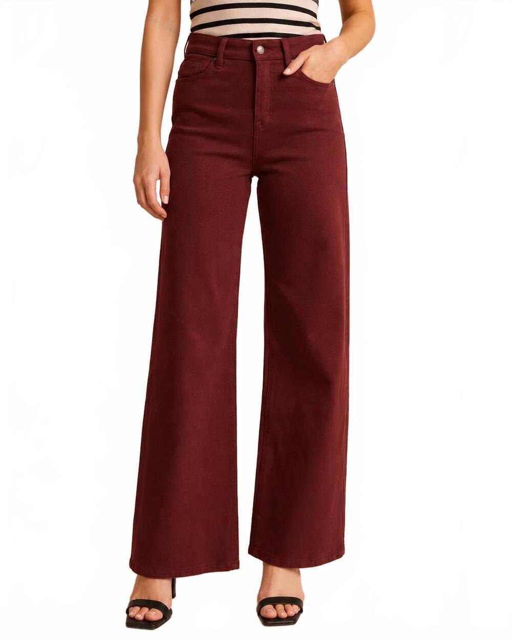 NEW MICA DENIM wesley wide leg pants in maroon